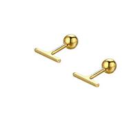 JQQJZLC Boucles d'oreilles en Mini-Bar en Argent Sterling pour Femmes Filles 14 carats d'or plaqué Minimaliste minuscules Barres Courtes 20g HARCHEL 4 mm étalon Tragus Tragus Post vis Back