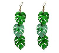 JQQJZLC Boucles d'oreilles en Peluche Verte pour Les Femmes Filles légères résine Tropicale de Plante Verte Drop Crochet de Poisson Oreille de Boucle d'oreille Mignon Festival Halloween