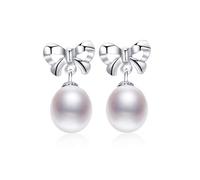 JQQJZLC Boucles d'oreilles en perles naturelles de 8 à 9 mm cultivées S925 boucles d'oreilles Boucles d'oreilles papillon/goutte pour femmes