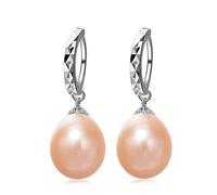 JQQJZLC Boucles d'oreilles en perles naturelles de 8 à 9 mm cultivées S925 boucles d'oreilles Boucles d'oreilles papillon/goutte pour femmes