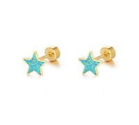 JQQJZLC Boucles d'oreilles étoiles en Titane 18G pour Femmes 14 carats en Acier Inoxydable plaqué Hypoallergénique Mignon Paillettes minuscules Cartouches Cartilage Tragus vis Post-Piercing