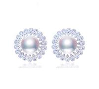 JQQJZLC Boucles d'oreilles perlé 925 Zircon bijoux de perles pour femmes