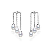 JQQJZLC Boucles d'oreilles perlé de mode Natural Eau douce Perle multicouche 925 Bijoux de perles pour les femmes à longues boucles d'oreille