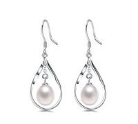 JQQJZLC Boucles d'oreilles perlées Naturelles en Eau Douce de Perle de Perles de Perle à Grosse Boucle d'oreille 925 Bijoux pour Femmes Cadeaux