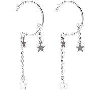 JQQJZLC Boucles d'oreilles pour Femmes, Boucles d'oreilles élégantes 925 Boucles d'oreilles Longues Boucles d'oreilles à Filet Cinq étoiles Fashion Belles Bijoux Bijoux d'oreille