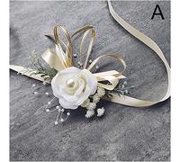 JQQJZLC Bracelet miri sur le corsage boutonniere la demoiselle d'honneur fleurs de bracelet bracelet midday fête tissu tissu main fleurs ruban rose fleurs perle arc