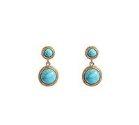 JQQJZLC Cellumacity Vintage Style Earts 925 bijoux Round Gemles Gemles d'oreilles pour femmes turquoise Tigereye Drop en forme