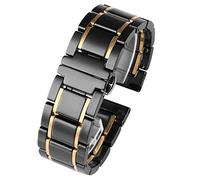 JQQJZLC Céramique de luxe et acier inoxydable 20 mm 22 mm Brace en or noir pour hommes femmes montre bracelet bracelet