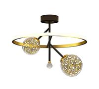 JQQJZLC Chandelier 2 lumières Éclairage de Pendentif Noir, lustres Modernes, luminaire de Plafond en cuivre, pour Chambre à Coucher de l'hôtel de Salon de Cuisine
