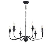 JQQJZLC Chandelier Black Chandelier Pendre de Bougie Industrielle Light 6 Lights Farmhouse Suspendu, lustres, luminaires rétro en Suspension pour Manger des Chambres à Coucher