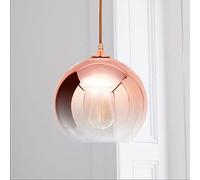JQQJZLC Chandelier en Verre orbe de Luxe léger, Pendentif en Verre électroplate Rose Lumière, Nordic Minimalist Bedroom Bedside Personality Cafe Lampe Hanging Life Intéressant (25 cm)