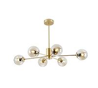 JQQJZLC Chandelier Globe Globe Chandelier Sputnik Chandeliers Mid Century Vintage Industriel Light Vintage Fer forgé pour la Chambre Golden. 6 têtes