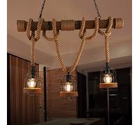 JQQJZLC Chandelier - lumières de Bar, Bambou Trois Chanvre, Longueur de Lampe en Bambou Naturel 100 cm, E27 Source Bon matériau