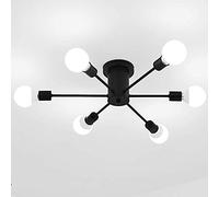 JQQJZLC Chandelier Spoutnik Art Moderne, Plafond Moderne Light Flush Mount Metal Molecular Plafond Lampe de Plafond Industriel Vintage Plafond Fixation de Plafond de Chambre à Coucher, Noir, 6