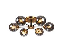 JQQJZLC Chandelier Spoutnik Art Moderne, plafonnier plafonnier Lampe à Plafond moléculaire avec Bouche de plafonnier en Verre de Verre Plafond Plafond plafonnier Lustre Maison, Marron, 6 lumières (3