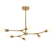 JQQJZLC Chandelier Sputnik Craft Moderne, Lustre, Amosphère légère Salon Restaurant LAMBRES MOLÉCULAIRES Éclairage, éclairage de décoration, Or électroduisé, 6 lumières (électropulsion en Or. 3