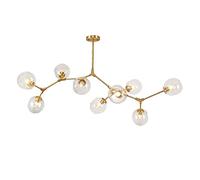 JQQJZLC Chandelier Sputnik de l'industrie Moderne, Bulle de Balle en Verre, Branche Globe réglable Rotation Antique Blow Glow Glass Shade E27, Golden, 8