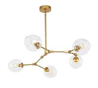 JQQJZLC Chandelier Sputnik de l'industrie Moderne, Bulle de Balle en Verre, Branche Globe réglable Rotation Antique Blow Glow Glass Shade E27, Golden, 8