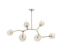 JQQJZLC Chandelier Sputnik de l'industrie Moderne, Bulle de Balle en Verre, Branche Globe réglable Rotation Antique Blow Glow Glass Shade E27, Golden, 8