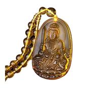 JQQJZLC Collier chaîne de Perles Pendentif Citrine Ethnique pour Femmes, Bijoux Fins, Bijoux de Mariage, Bouddha Porte-Bonheur, Accessoires en Cristal Naturel pour Hommes (8)