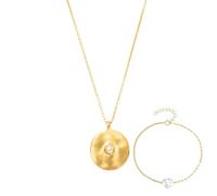 JQQJZLC Collier de Bijoux et Ensemble de Bracelet - Ensemble de Bijoux Pendentif Rond réglable 925, pour Les Bijoux de Mariage sans allergènes pour Les Demoiselles d'honneur des mariées Bijoux