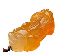 JQQJZLC Collier Pendentif en calcédoine Naturelle, troupes courageuses, sculpté à la Main, amulette Porte-Bonheur, Collier d'amoureux pour Hommes et Femmes