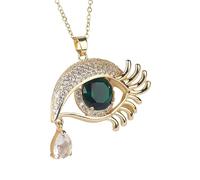 JQQJZLC Collier pour les yeux diaboliques rempli d'or 14K pour hommes et femmes, 8 couleurs de grands colliers pour les yeux maléliques, collier de chaîne, turc chanceux, collier de globe