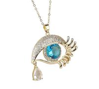 JQQJZLC Collier pour les yeux diaboliques rempli d'or 14K pour hommes et femmes, 8 couleurs de grands colliers pour les yeux maléliques, collier de chaîne, turc chanceux, collier de globe