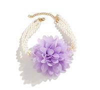 JQQJZLC Colliers pour Femmes Collier de Perles simulées tempérament féminin Grande Fleur de Rose chaîne de clavicule étudiant coréen Bijoux de chaîne réglable Bijoux à la Mode Collier délicat Collier