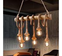 JQQJZLC Corche de Chanvre Bamboo Pendant Light, Light Plafond de Lustre Industriel Vintage, Lampe d'araignée Suspendue Rustique 40W E27 pour la Cuisine, Le Salon, la Salle à Manger,