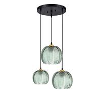 JQQJZLC Creative Green Striped Brass Glass Chandelier Modern Modern Verre LAMME Pendant ÉCLAIR