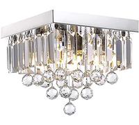 JQQJZLC Crystal Lustre créatif personnalité Restaurant éclairage carré carré plafonnier Cristal Criminel Jaune Clair Lustre à Manger Salon étude Chambre à Coucher