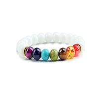 JQQJZLC Crystal Rough 7 Natural Stone Bracelet Charm Fashion Bijoux Elastic Rope Bangle Bangle Men and Women Friendship Gift Reiki Bracelets (couleur: vert, taille: Rock volcanique)