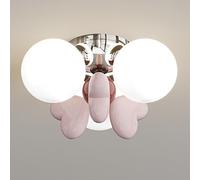 JQQJZLC Décoration créative Globe Lampe en Verre crème Semi-chassées Lustre éclairage garçons Filles Chambre Salon plafonnier luminaire