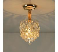 JQQJZLC Décoration de la Maison LED Crystal Raindrop Chandelier Gold Small Halway Hanging Lighttures Farmhouse Black Cuisine près du Plafond pour la Chambre Corridor de Salle de Bain (G-Black)