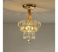 JQQJZLC Décoration de la Maison LED Crystal Raindrop Chandelier Gold Small Halway Hanging Lighttures Farmhouse Black Cuisine près du Plafond pour la Chambre Corridor de Salle de Bain (G-Black)
