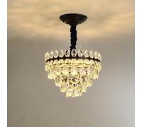 JQQJZLC Décoration de la Maison LED Crystal Raindrop Chandelier Gold Small Halway Hanging Lighttures Farmhouse Black Cuisine près du Plafond pour la Chambre Corridor de Salle de Bain (G-Black)