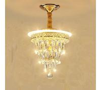 JQQJZLC Décoration de la Maison LED Crystal Raindrop Chandelier Gold Small Halway Hanging Lighttures Farmhouse Black Cuisine près du Plafond pour la Chambre Corridor de Salle de Bain (G-Black)