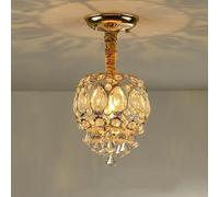 JQQJZLC Décoration de la Maison LED Crystal Raindrop Chandelier Gold Small Halway Hanging Lighttures Farmhouse Black Cuisine près du Plafond pour la Chambre Corridor de Salle de Bain (G-Black)