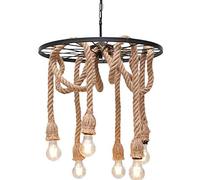 JQQJZLC E27 Fashion Moderne Art Industriel Chandelier Personnalized Chadow Creative Creative Hemp Rope Lampe Chandelier Industriel Lampe Suspendue Hauteur Réglable Design Creative Creative Hemp Rope