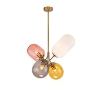 JQQJZLC E27 Nordic Creative Colorful Glass Chandelier, Balon de Chambre pour Enfants Light, pour Bar Bedroom Dining Room Golden. 4 têtes