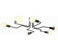 JQQJZLC Éclairage de la Chambre à Lustre Sputnik, Lampe à Plafond Industrielle de Cuisine Vintage, Lampe Suspendue à Finition Noire Mate en Noir 6 lumières (Noire 4 lumières