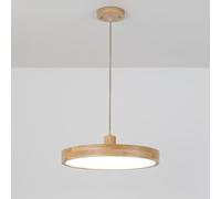 JQQJZLC Éclairage Pendentif en Bois Rond LED, lumière Suspendue en Bois Ultra-Mince avec Abat-Jour en Acrylique, lustres à Hauteur réglable pour Le Salon de l'îlot de Cuisine