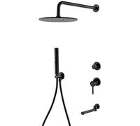 JQQJZLC Ensemble de système de robinet de douche, robinet de baignoire chaude et froide, ensemble de système de douche chaude et froide, kit d'inversion avec bras en laiton, robinet mitigeur avec