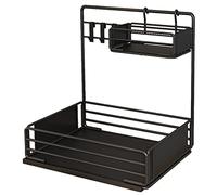 JQQJZLC Erchures de Salle de Bain exquises Organisateur de Rack à épices pour Armoire, sous Les organisateurs de l'évier et Rangement avec 4 Crochets, Organisateur de comptoir pour comptoir de