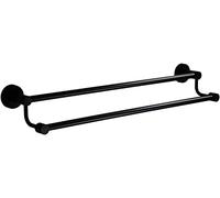 JQQJZLC Étagère de Serviette à Serviette, Rail de Serviette en Acier Inoxydable, Barre de Serviette Double étendue, Porte-Serviette Murale Rouille, Finition Noire pour Le Bureau de Cuisine de Salle