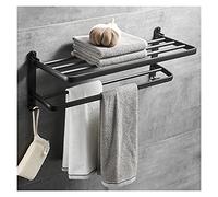 JQQJZLC Étagères de Salle de Bain étagères flottantes Porte-Serviette de Salle de Bain 23,6 Pouces Pliable Mural Porte-Serviette à Double Serviette Accessoires de Salle de Bain sans Forage avec Deux