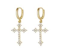 JQQJZLC Fashion CZ Cross Dangle Boucles d'oreilles pour Les Femmes Hypoallergènes Charmes cristallins Drop Dant Huggie Small Hoop Cartilage Coiffe