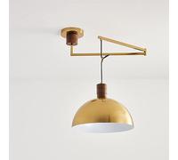 JQQJZLC Ferme Industriel métal Pendentif léger Mat Noir Plafond Moderne Plafond Bras Swing ajusté Bras Or Lustre Chrome dôme Lampe Suspendue pour Salle à Manger de Cuisine îlot de Cuisine Salon