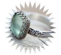 JQQJZLC Girl Products Anneaux Ring Jewellery Women Men Promed Wedding Mint Green Moonlight Stone Princess Square Diamond Ring Cadeaux
